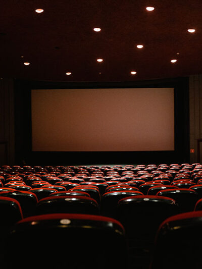 Empty movie theatre.